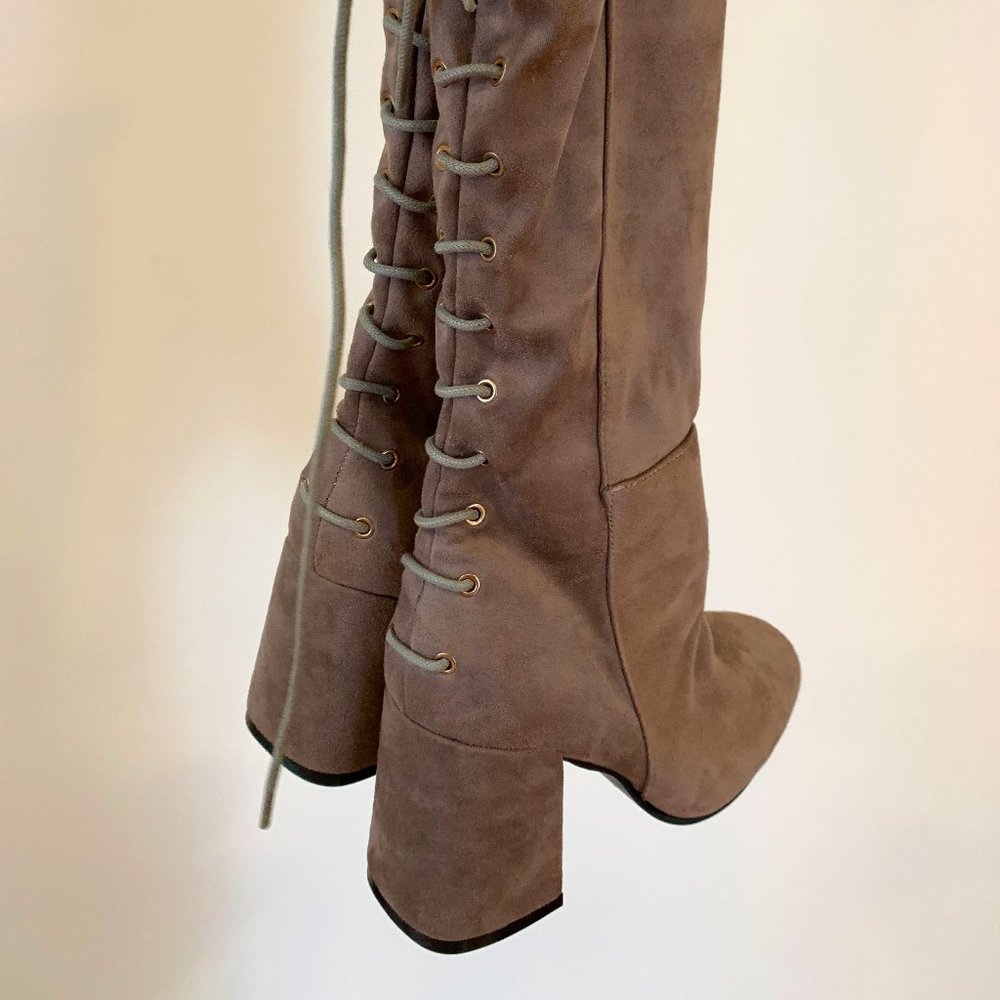 Women's Brown Lace-up Heeled Boots